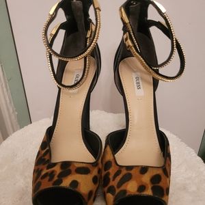 Guess Peep Toe Hair Fur Platforms Heels Shoes
